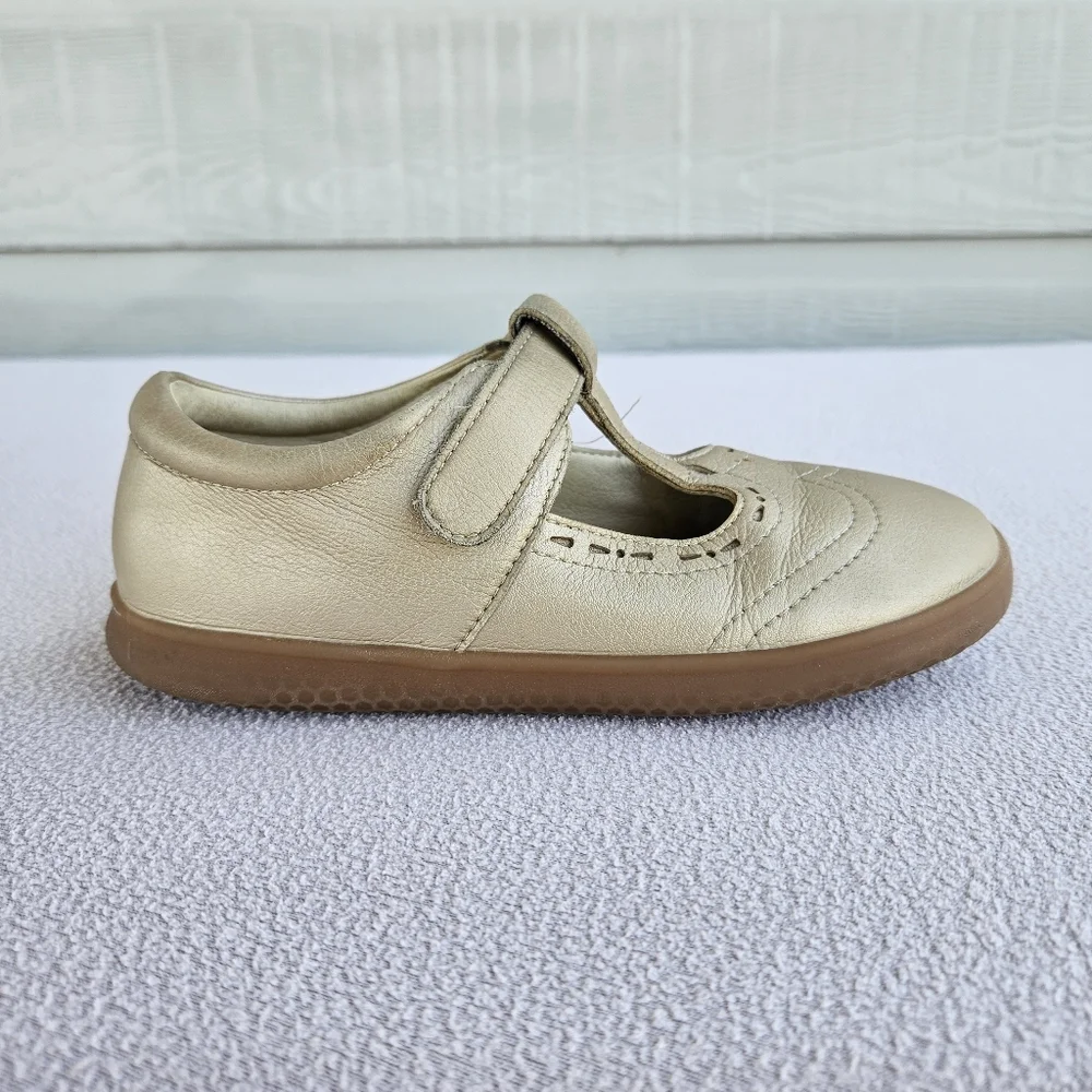 Livie & Luca Amica T Strap Mary Jane Shoe Girl SZ 12 Gold Hook & Loop Dress